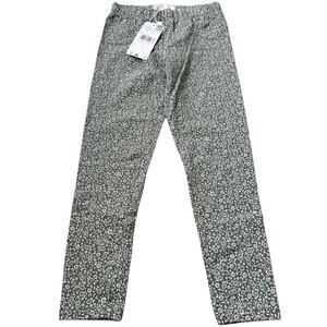 NWT Mango Cotton Legging Flower Print Green White 6